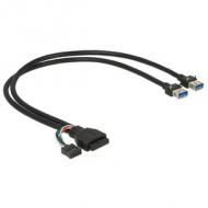DELOCK Kabel USB 3.0 Pinheader Bu 2x USB 3.0-A Bu+USB 2.0 9 Pinheader Bu 45cm (83829)