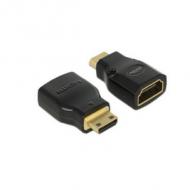 DELOCK Adapter High Speed HDMI mit Ethernet - HDMI Mini-C Stecker HDMI-A Buchse 4K schwarz (65665)