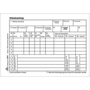 Vordruck "Urlaubs- und Freistellungsantrag" 2914