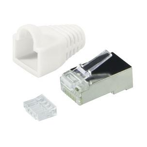 RJ45 Stecker mit Knickschutztülle, Kat.6, geschirmt, weiß MP0022W