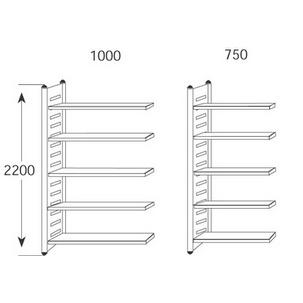 1) Regalfeld (B)1.000 mm 2) Regalfeld (B)750 mm 51583611