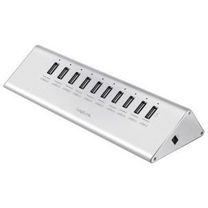 USB 2.0 Hub mit Netzteil, 10 Port + Schnell-Ladeport UA0226