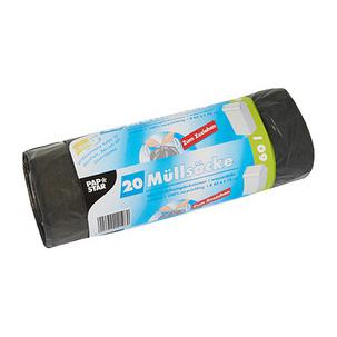 Mülleimerbeutel LDPE, mit Zugband, 60 Liter, grau 14196