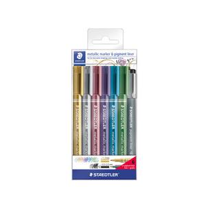 Permanent-Marker Metallic, 6er Etui + GRATIS Pigmentliner  8323-SWP6P