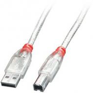 LINDY USB 2.0 Kabel A / B transparent 5m Transferrate bis 480 MBit / s (41755)