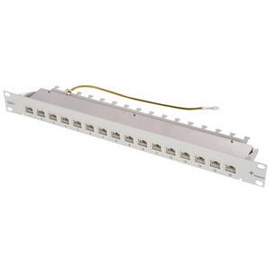 19" Patch Panel, Kat. 6A (tief), 16 Port, lichtgrau  100007016