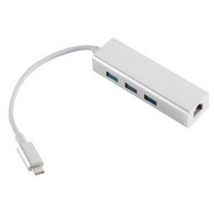 USB 3.1 Adapter, USB 3.1 C-Stecker - RJ45 Ethernet - mit USB-Hub BS14-05025