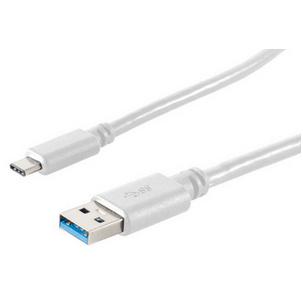 Symbolbild: USB 3.0 Anschlusskabel, USB-A Stecker - USB-C Stecker, weiß BS13-31046