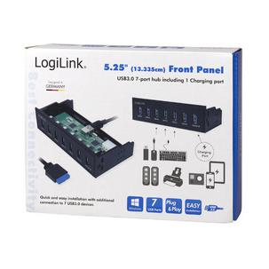 5,25" USB 3.0 Hub mit Schnellladeport, 7 Port, Verpackung UA0342