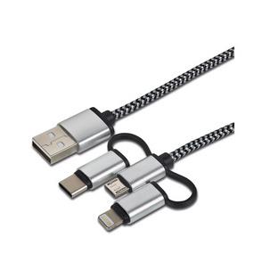 Daten- & Ladekabel 3in1, USB A - Lightning + Micro USB + USB-C 10407